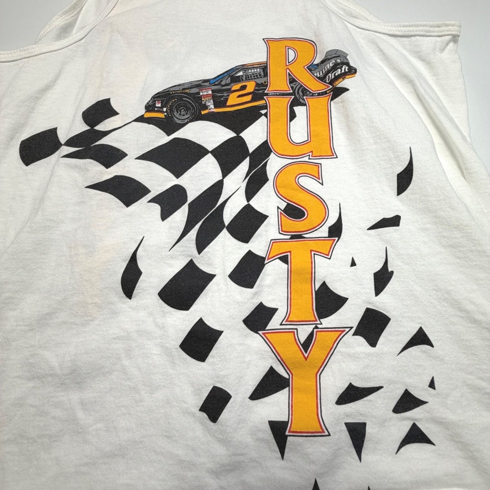 Vintage Rusty Wallace‎ NASCAR Tank Top USA Made Jerzees Size L